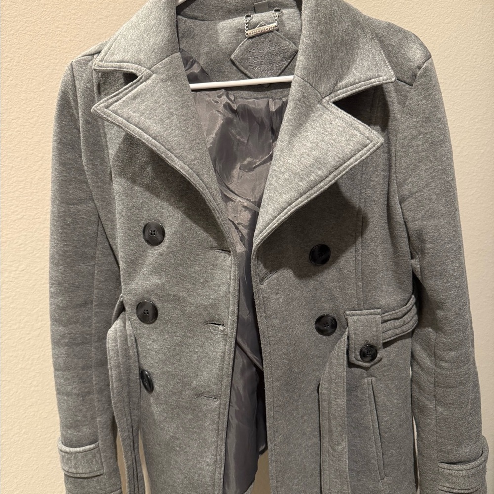Gray Double-Breasted Women's Coat
